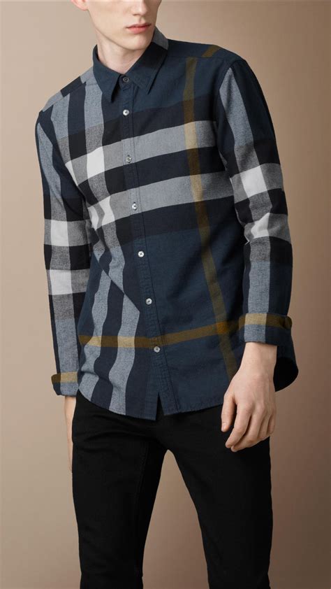 mens burberry silk shirt|Burberry check flannel shirt.